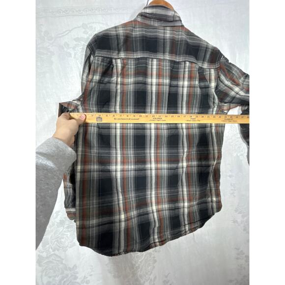 Carhartt Button Up Large Black Orange Plaid Relaxed Fit 101750 - Picture 8 of 9